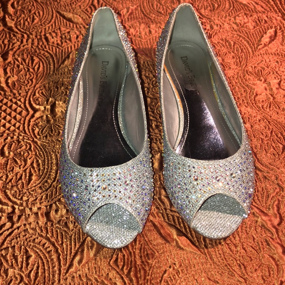 David’s Bridal Sparkly Flats Wedding Perfect Sz 8